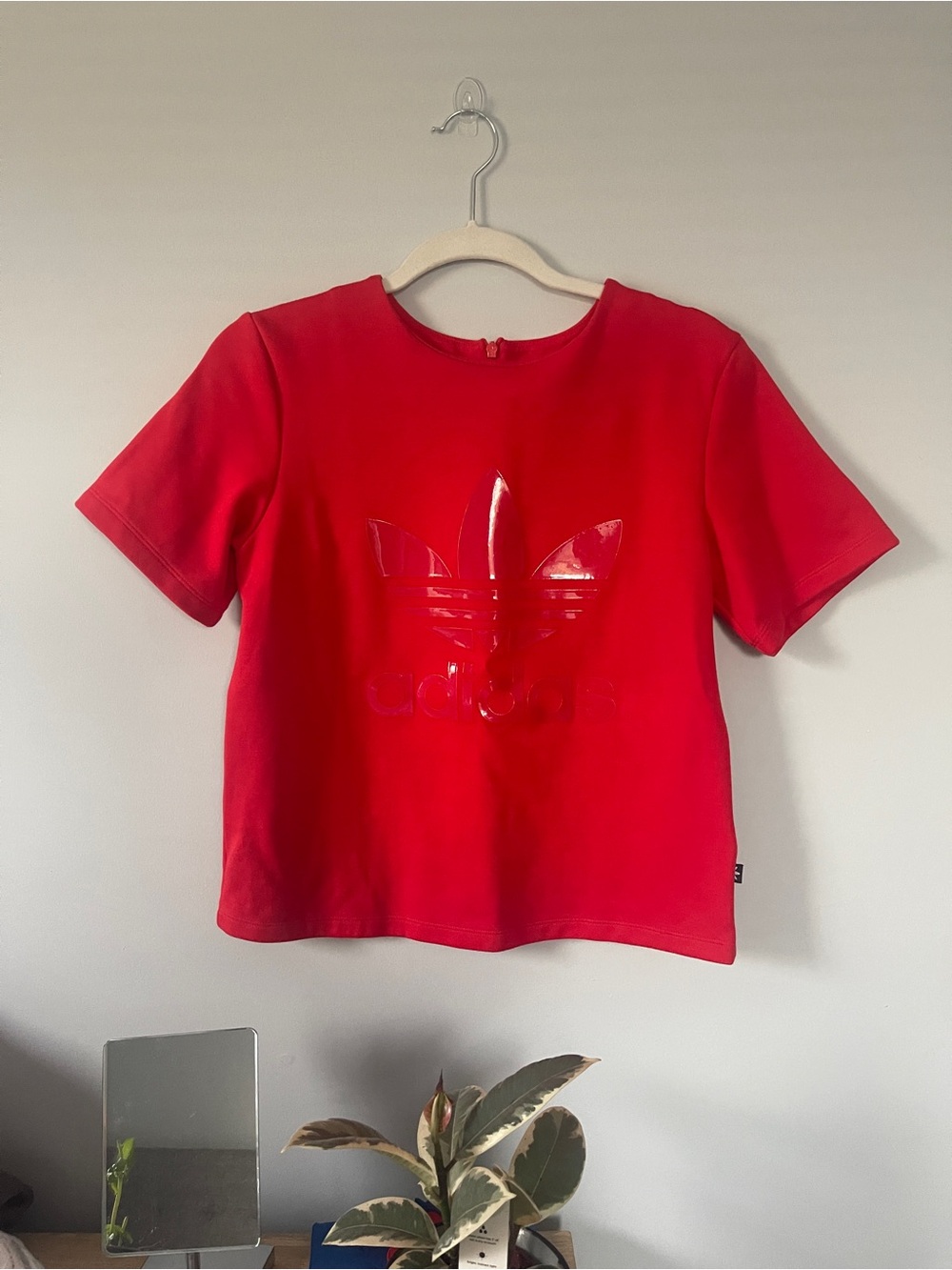 adidas Red Short-Sleeve Trefoil Tee for Kids